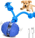 Interactive Automatic Moving Dog Ball with Rope – Rechargeable Motion-Activated Toy for Dogs & Puppies