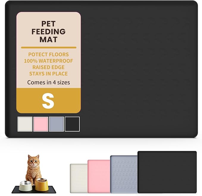 Silicone Pet Feeding Mat for Dogs & Cats – Waterproof Food & Water Bowl Placemat with Raised Edge