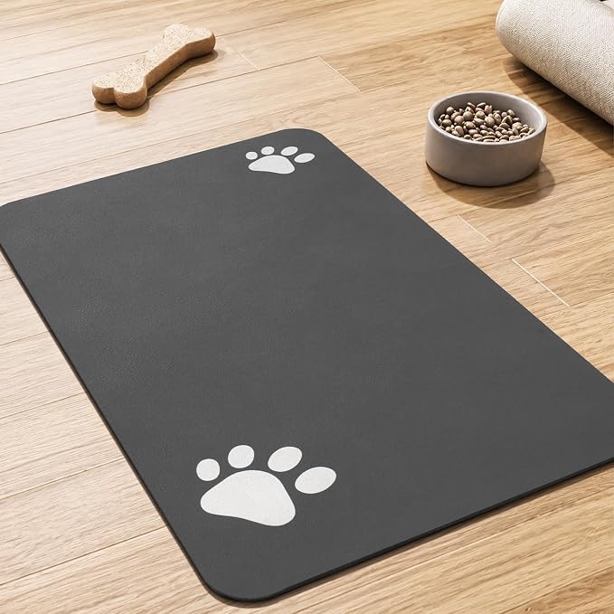 Absorbent Pet Feeding Mat for Dogs & Cats – Quick-Dry Food & Water Bowl Placemat with Non-Slip Waterproof Rubber