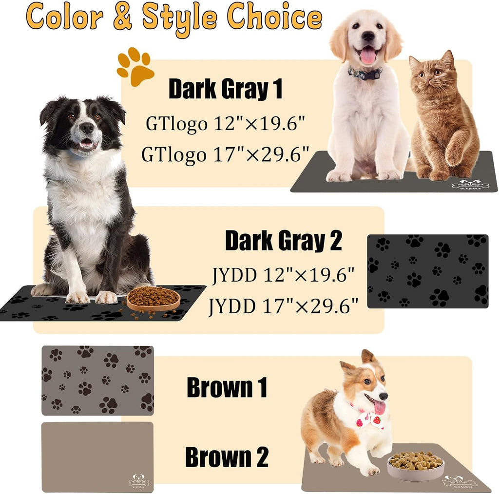 Pet Feeding Mat for Dogs & Cats – Super Absorbent Quick-Dry Food & Water Bowl Placemat with Non-Slip Silicone Backing