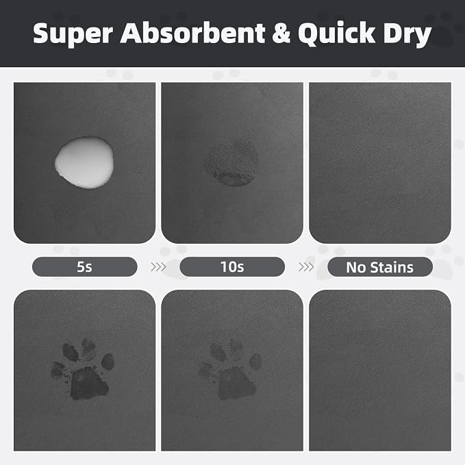 Absorbent Pet Feeding Mat for Dogs & Cats – Quick-Dry Food & Water Bowl Placemat with Non-Slip Waterproof Rubber