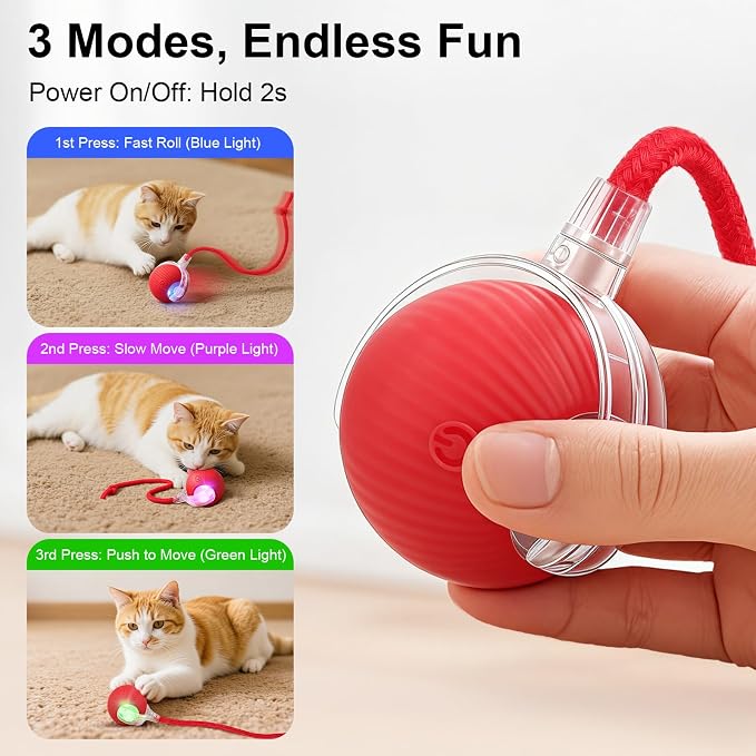 Interactive Automatic Rolling Electronic Chase Ball for Cats & Dogs – Rechargeable Motion-Activated Pet Toy