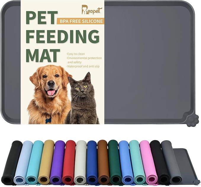 Heavy-Duty Silicone Pet Feeding Mat – Waterproof & Non-Slip Dog & Cat Placemat with Raised Edge, Food-Grade Silicone, Easy-Clean Design