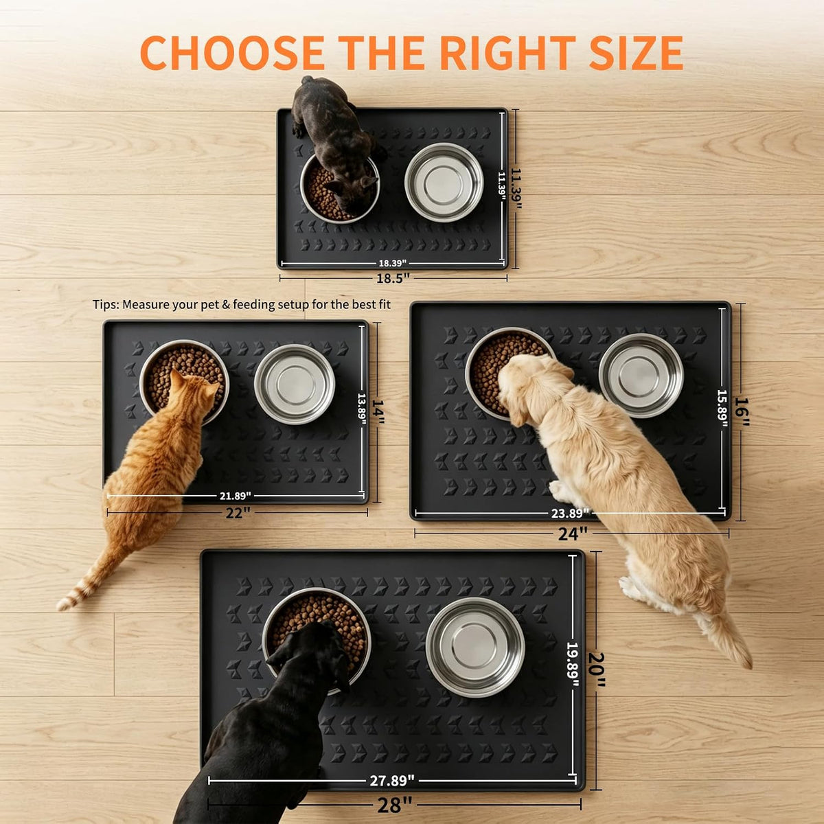 Silicone Pet Feeding Mat for Dogs & Cats – Waterproof Food & Water Bowl Placemat with Raised Edge