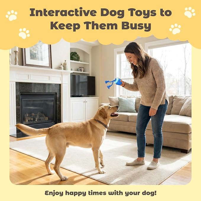 Interactive Automatic Moving Dog Ball with Rope – Rechargeable Rolling Dog Toy for Medium & Large Dogs