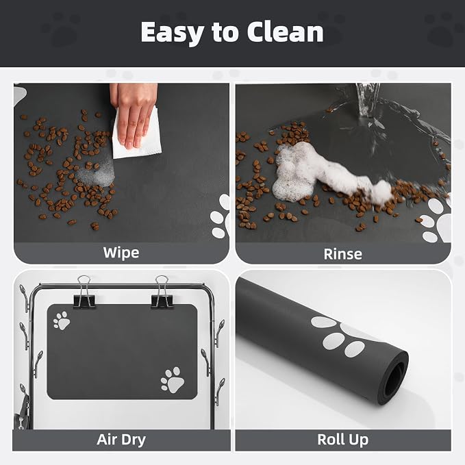 Absorbent Pet Feeding Mat for Dogs & Cats – Quick-Dry Food & Water Bowl Placemat with Non-Slip Waterproof Rubber