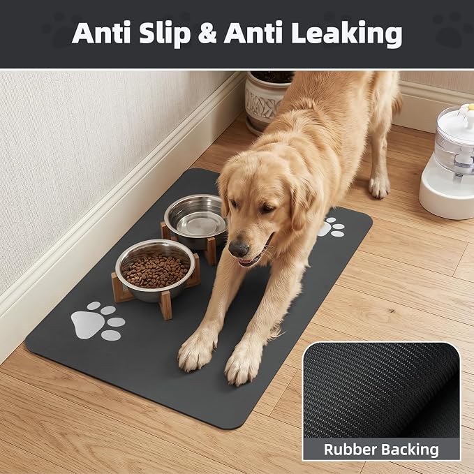Absorbent Pet Feeding Mat for Dogs & Cats – Quick-Dry Food & Water Bowl Placemat with Non-Slip Waterproof Rubber